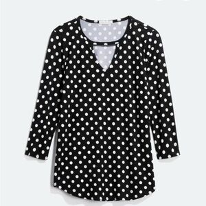 Nine Britton Black and White Fitted Polka Dot Blouse